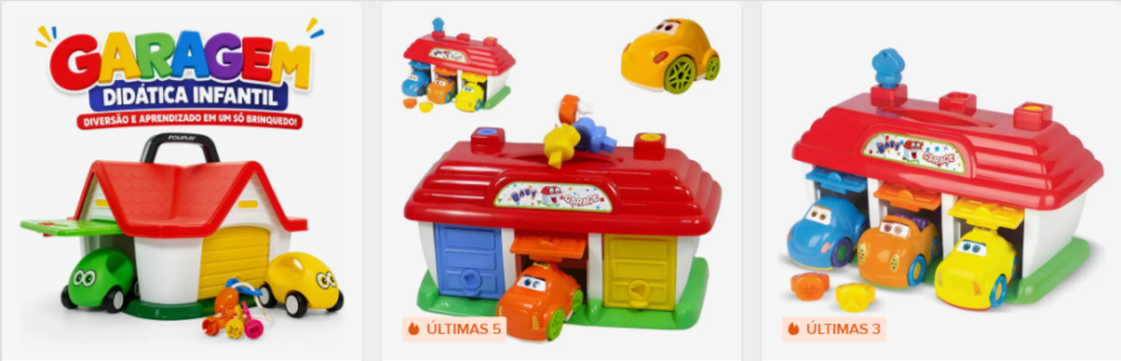 Garagem Didatica Poliplac com Carrinhos Bubi